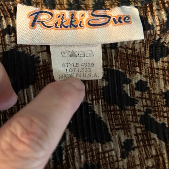 Vintage Rikki Sue Size M Animal Print Midi Dress Crinkle Retro Y2K 90s USA Made - Picture 3 of 4